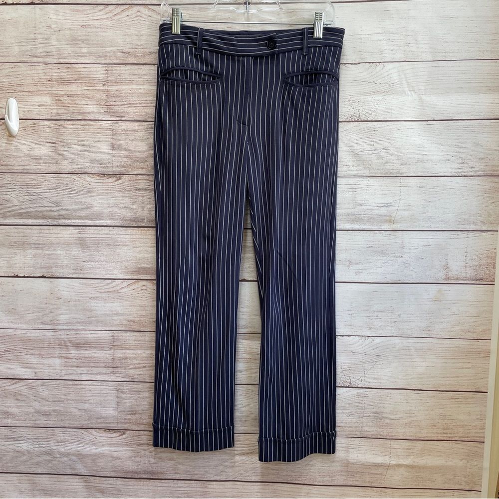 BETABRAND KNIT PANTS IN NAVY BLUE AND WHITE STRIPES